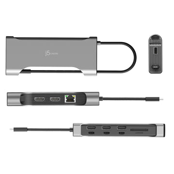 j5create JCD367. Interface do host: USB Type-C, Tipos de cartão de memória compatíveis: SD, MicroSD (TransFlash). Taxa máx