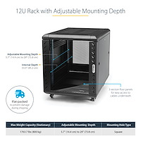 StarTech.com 4-Post 12U Server Rack Cabinet, 19" Data Rack Cabinet for Computer / IT Equipment, Home Network Rack, Half He