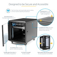StarTech.com 4-Post 12U Server Rack Cabinet, 19" Data Rack Cabinet for Computer / IT Equipment, Home Network Rack, Half He