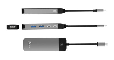 j5create JCD3002. Interface do host: USB 3.2 Gen 1 (3.1 Gen 1) Type-C. Cor do produto: Cinzento, Material do corpo do prod