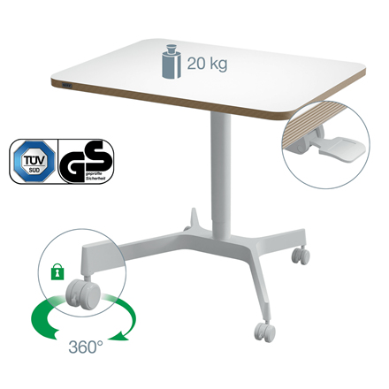 Leitz Ergo Small Sit Standing Desk. Product colour: White, Maximum weight capacity: 20 kg, Height adjustment range: 75 - 1