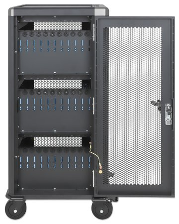 Manhattan iPad to 13", MacBook Air to 13" & Chromebook 14" 30-bay Charging Trolley/Cart via USB-C (30W), Also other tablet
