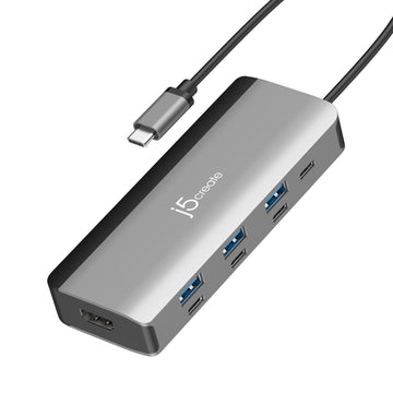 j5create JCD362 Flexible Ports USB-C® 4K144 HDMI™ Hub - Slim 8 in 1, Black/Grey. Host interface: USB Type-C. Maximum refre