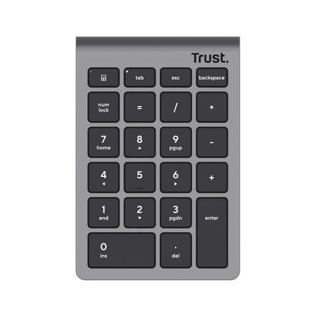 Pavé numérique Trust Xalas - Sans fil Connectivité - USB Type A Interface - Argenté - Ciseaux Pavé Numérique - RF - 2,40 G