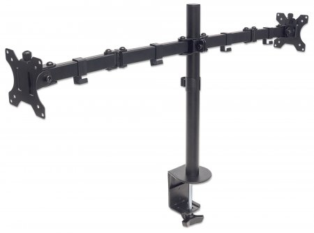 Manhattan Dual Desk Mount for TV & Monitors (Full Motion), For screens 10" to 27", Clamp Assembly, VESA compatibility: 75x
