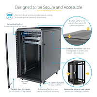 StarTech.com 4-Post 18U Server Rack Cabinet, 19" Data Rack Cabinet for Computer / IT Equipment, Home Network Rack, Half He