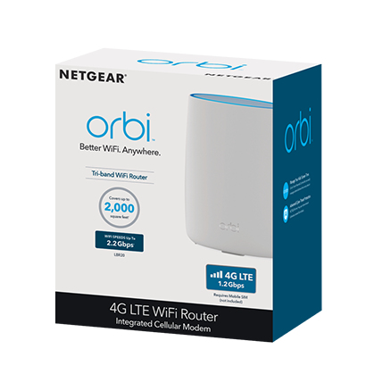Netgear Orbi LBR20 Wi-Fi 5 IEEE 802.11ac Cellular Modem/Wireless Router - 4G - LTE, EDGE, UMTS - 2.40 GHz ISM Band - 5 GHz