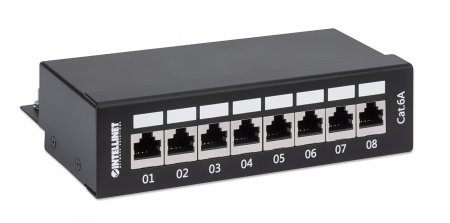 Intellinet 8 Port(s) Network Patch Panel - Category 6a - Twisted Pair - Black - 8 x RJ-45 - Desktop
