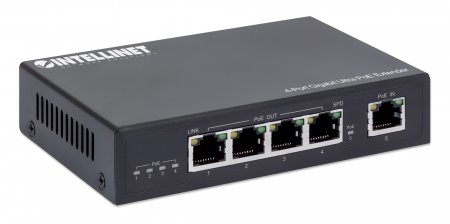 Intellinet Network Extender - Black - 5 x Network (RJ-45) - 200 m Extended Range - Metal