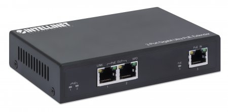 Intellinet 2-Port Gigabit Ultra PoE Extender, Adds up to 100 m (328 ft.) to PoE Range, PoE Power Budget 60 W, Two PSE Port