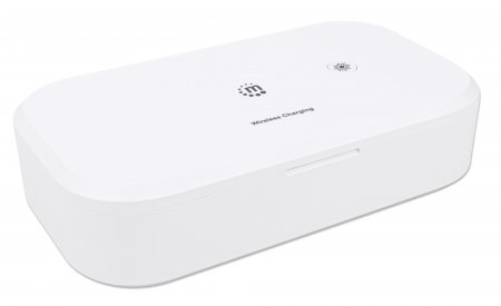 Manhattan UV Phone Sanitizer with Wireless Charger, 10 W Wireless Charging Pad, Integrated UV LEDs to eliminate germs, vir