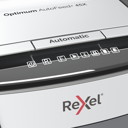Rexel Optimum AutoFeed 45X Automatic Cross Cut Paper Shredder P4. Shredding type: Cross shredding, Shredding size: 4 x 28 