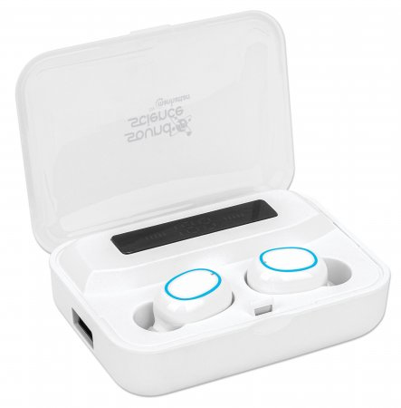 Manhattan Bluetooth Earphones, White, Microphone, Integrated Controls, Sweatproof, Noise Isolating, 5 hour usage time, Max