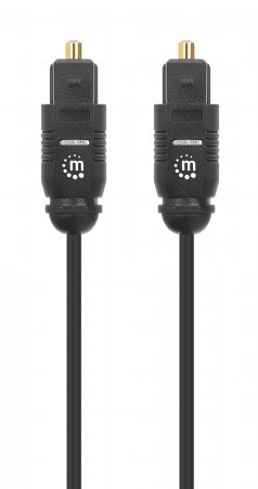 Manhattan Toslink Digital Optical AudioCable, 2m, Male/Male, Toslink S/PDIF, Gold plated contacts, Lifetime Warranty. Cabl