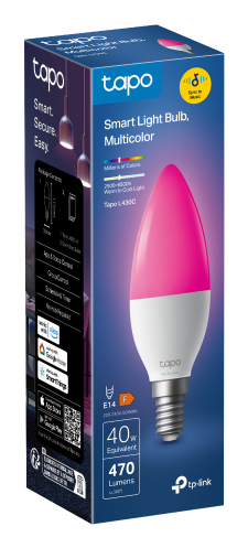 Tapo L430C LED-Glühlampe - 40 W - 40 W Glühbirnenähnliche Wattleistung - 240 V AC, 220 V AC - 470 lm - B38 Größe - Mehrfär
