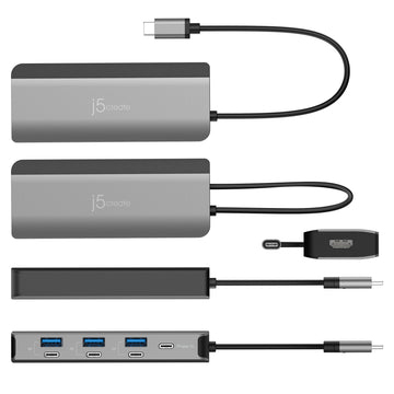 j5create JCD362 Flexible Ports USB-C® 4K144 HDMI™ Hub - Slim 8 in 1, Black/Grey. Host interface: USB Type-C. Maximum refre