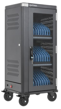 Manhattan iPad to 13", MacBook Air to 13" & Chromebook 14" 30-bay Charging Trolley/Cart via USB-C (30W), Also other tablet