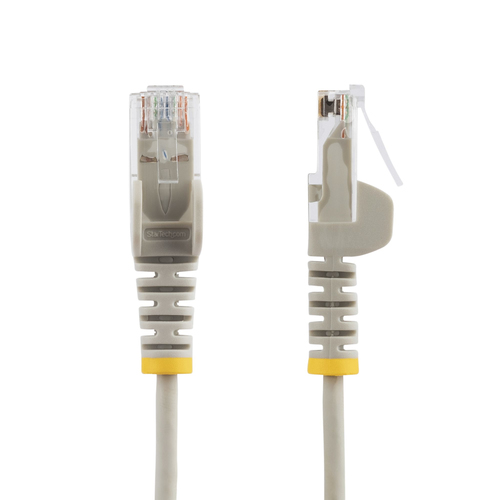 StarTech.com 3 m CAT6 Cable - Slim CAT6 Patch Cord - Grey - Snagless RJ45 Connectors - Gigabit Ethernet Cable - 28 AWG (N6