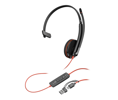 HP Poly Blackwire 3210 Monaural USB-C Headset +USB-C/A Adapter. Product type: Headset. Connectivity technology: Wired. Rec