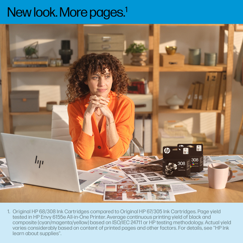 HP 308 Original Standard Yield Inkjet Ink Cartridge - Black Pack - 160 pages