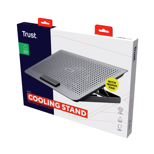 Trust Exto. Anzahl integrierter Kühlungslüfter: 1 Stück(e), Lüfterdurchmesser: 18 cm, Geräuschpegel: 35 dB. Produktfarbe: 