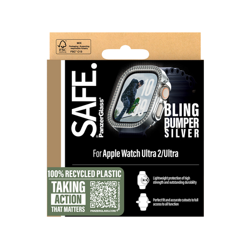PanzerGlass SAFE. by ® Bling Bumper Silver Apple Watch Ultra 3 | Ultra 2 | Ultra | 49mm. Etui-Typ: Cover, Markenkompatibil
