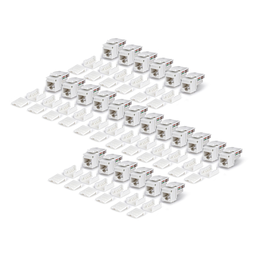 StarTech.com Jack Keystone Cat6, Lot de 24 Prises Ethernet RJ45 Keystone, Prise Murale UTP Cat6, Connecteur à 90° 110 Punc