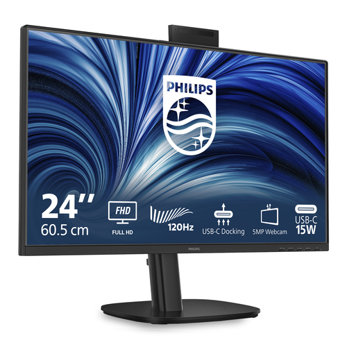 Philips 24B2U3301H 24 Zoll Klasse Webcam Full HD LED-Monitor - 16:9 Format - Schwarz - 60,5 cm (23,8 Zoll) Viewable - IPS-