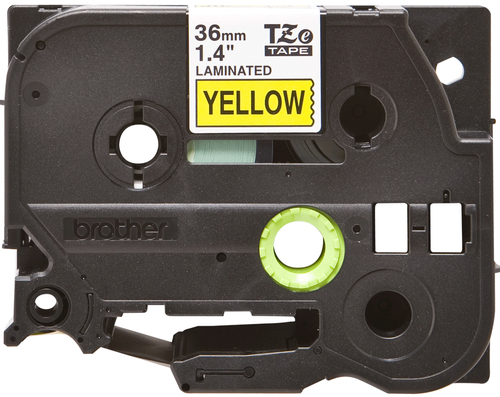 P-touch TZE-661 Label Tape - 38.10 mm Width x 7.99 m Length - Thermal Transfer, Direct Thermal - Yellow - Laminated - 1 Roll