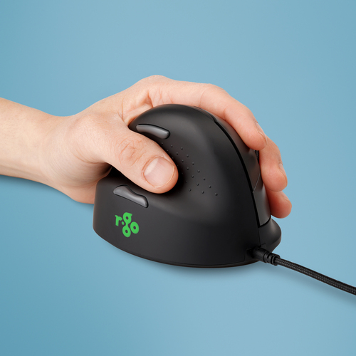 R-Go Tools Ergonomische Maus R-Go HE Break mit Pausensoftware, medium (Handlänge 165-185mm), Linkshänder, verkabelt, schwa
