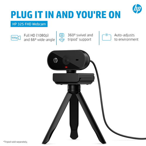HP 325 FHD Webcam. Megapixel (approx.): 5 MP, Maximum video resolution: 1920 x 1080 pixels, Camera HD type: Full HD. Inter
