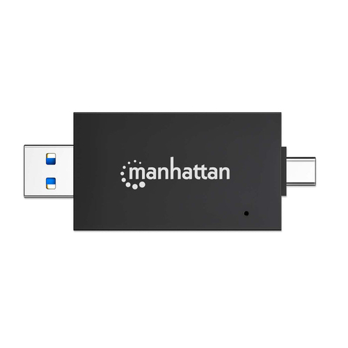Manhattan USB-A / USB-C combo Multi-Card Reader/Writer, 5 Gbps (USB 3.2 Gen1 aka USB 3.0), Male to microSD and SD/MMC Slot