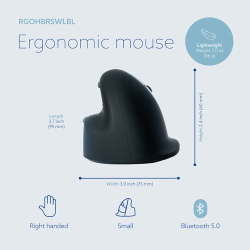 R-Go Tools Ergonomische Maus R-Go HE Break mit Pausensoftware, klein (Handlänge <165mm), Rechtshänder, verkabelt, schwarz.
