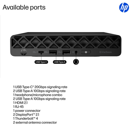 Desktop Computer HP EliteDesk 8 G1i - Intel Core Ultra 5 Seconda generazione 235 - Tecnologia vPro - 32 GB - 512 GB PCI Ex