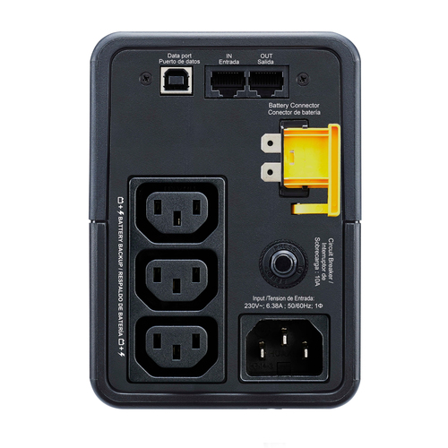 APC Back-UPS 500VA, 230V, AVR, IEC Sockets. UPS topology: Line-Interactive, Output power capacity: 0.5 kVA, Output power: 