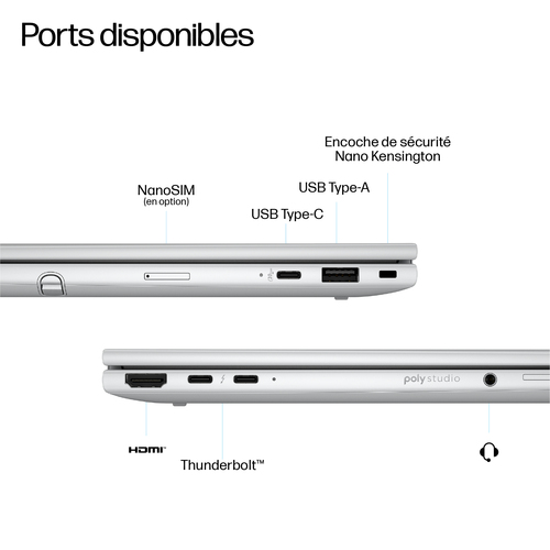 HP EliteBook 8 Flip G1i 13AI Intel Core Ultra 5 225U - 512GB SSD 16GB - 1920 x 1200 - Argenté - W11P