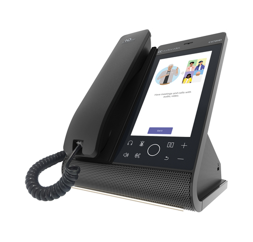Teams C470HD Total Touch IP-Phone PoE GbE black with integrated BT and Dual Band Wi-Fi
2 Ethernet 10/100/1000 ports, 720x1