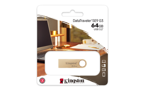 Kingston DataTraveler SE9 G3 64 GB USB 3.1 (Gen. 1) Typ A Flash-Laufwerk - Golden - 220 MB/s Read Speed - 100 MB/s Write S