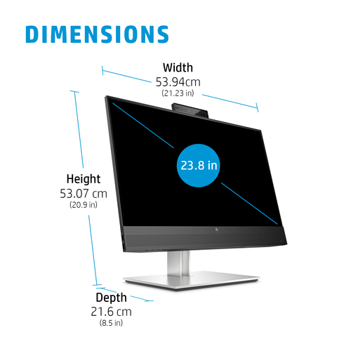 HP E24mv G4 FHD Conferencing Monitor. Display diagonal: 60.5 cm (23.8"), Display resolution: 1920 x 1080 pixels, HD type: 