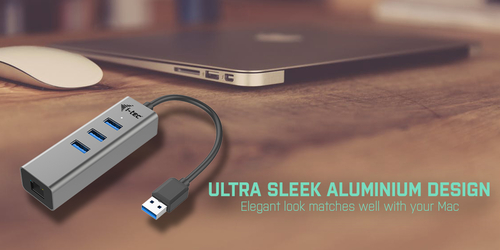 I-TEC USB 3.0 METAL HUB + GLAN METAL 3-PORT HUB WITH GLAN ADAP.