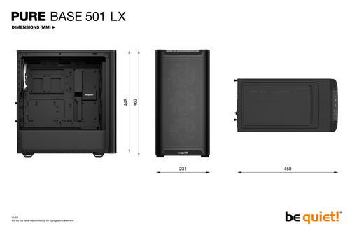 be quiet! Pure Base 501 Pure Base 501 LX Black Computergehäuse - ATX, Micro ATX, Mini ATX Motherboard Supported - Midi-Tow