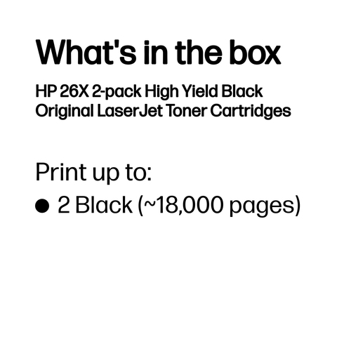 HP 26X (CF226XD) Original Alto Yield Laser Cartucho de toner - Preto - 2 / Cartão - Laser - Alto Yield - 2 / Caixa
