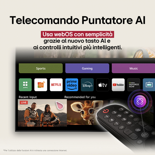 LG OLED AI OLED55B56LA TV Serie B5 55'' 4K, α8 Gen2, Dolby Vision, 20W, 4 HDMI con VRR 120Hz, G-Sync, Smart TV WebOS 25. D