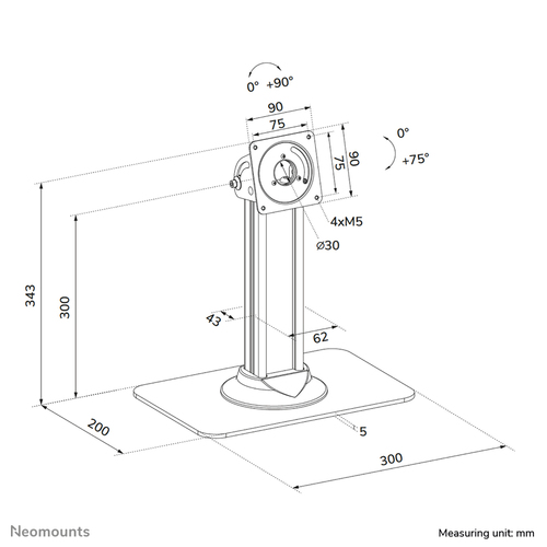 Support pour tablette PC Neomounts - Support pour Écran de 10,90" (27,69 cm) jusqu'à 14,60" (37,08 cm) - Capacité de Charg