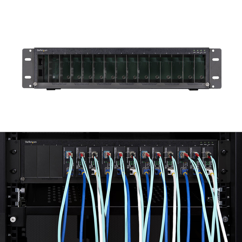 StarTech.com 15-Slot Unmanaged Media Converter Chassis, 19in Rackmount for MCM Media Converter Series, Active Cooling, TAA