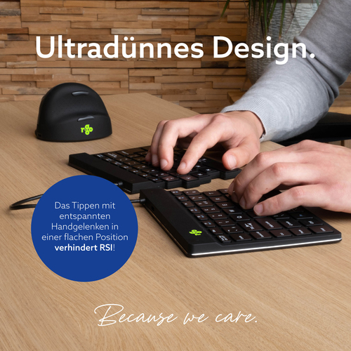 R-Go Tools Ergonomische Tastatur R-Go Split Break mit Pausensoftware, geteilte Tastatur, QWERTZ (DE), kabellos, schwarz. T