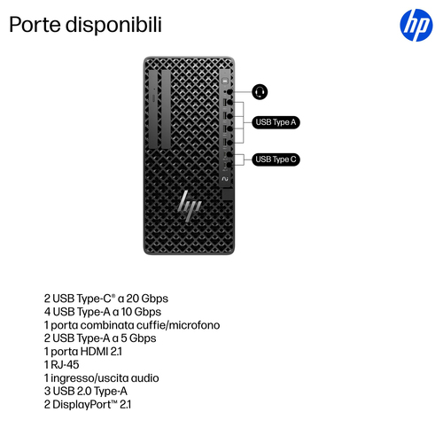 Desktop Computer HP Z1 G1i - Intel Core Ultra 9 285 - 32 GB - 1 TB PCI Express NVMe 4.0 SSD - Tower - Nero - Intel Q870 Ch