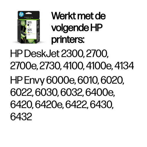 HP 305 2-Pack Tri-color/Black Original Ink Cartridge. Colour ink type: Dye-based ink, Cartridge capacity: Standard Yield, 