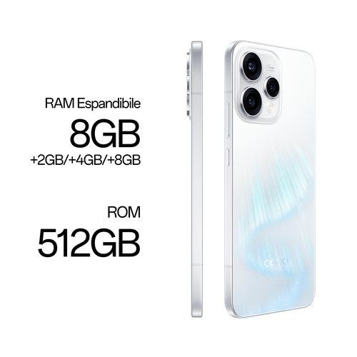 OPPO Reno15 5G AI Smartphone, Tripla fotocamera 50+50+8MP, Selfie 50MP, Display 6.59” 120HZ AMOLED FHD+, 6500mAh, RAM 8GB(