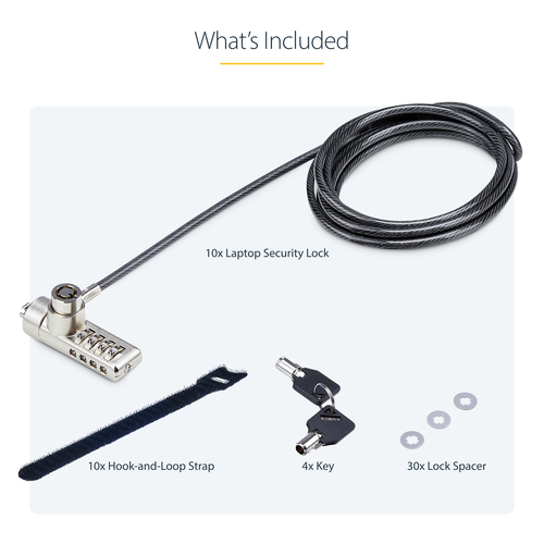 StarTech.com Cable Lock For Notebook, Monitor, Printer - 1.98 m Cable - Resettable - 4-digit - Combination Lock/Keyed Lock